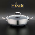 Mastir Stainless Steel Wok/Kadai Two Ear Handles and Glass Lid – Hybrid Honeycomb Nonstick, PFOA-Free & EU Approved – Stay-Cool Handles, Induction, Oven & Dishwasher Safe – 28/30/32 cm